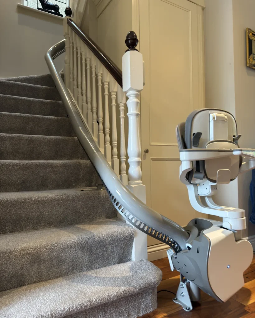Flow X curved stairlift installed by O’Connor Carroll at Mary’s home in Rathgar