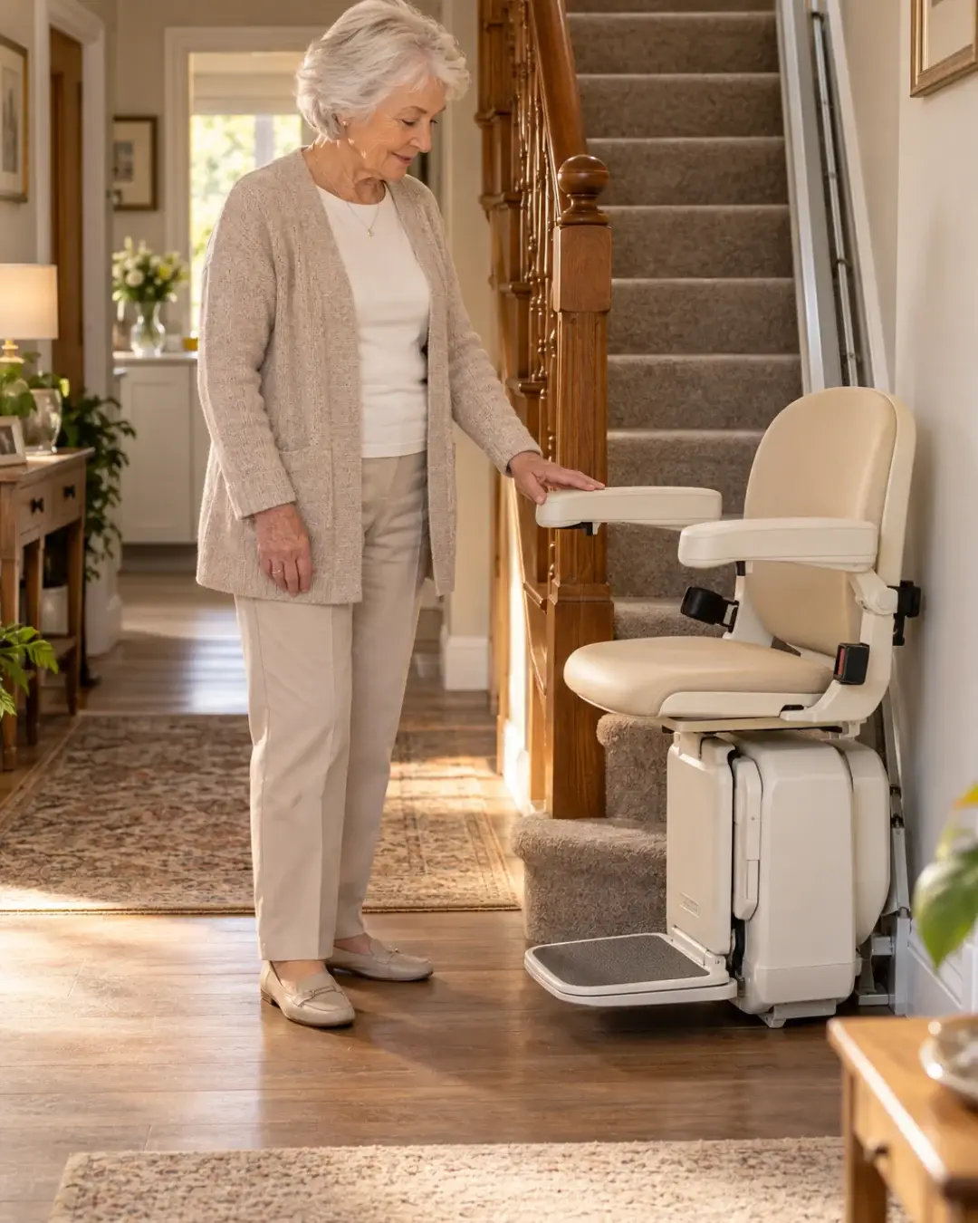 Stairlift user at home