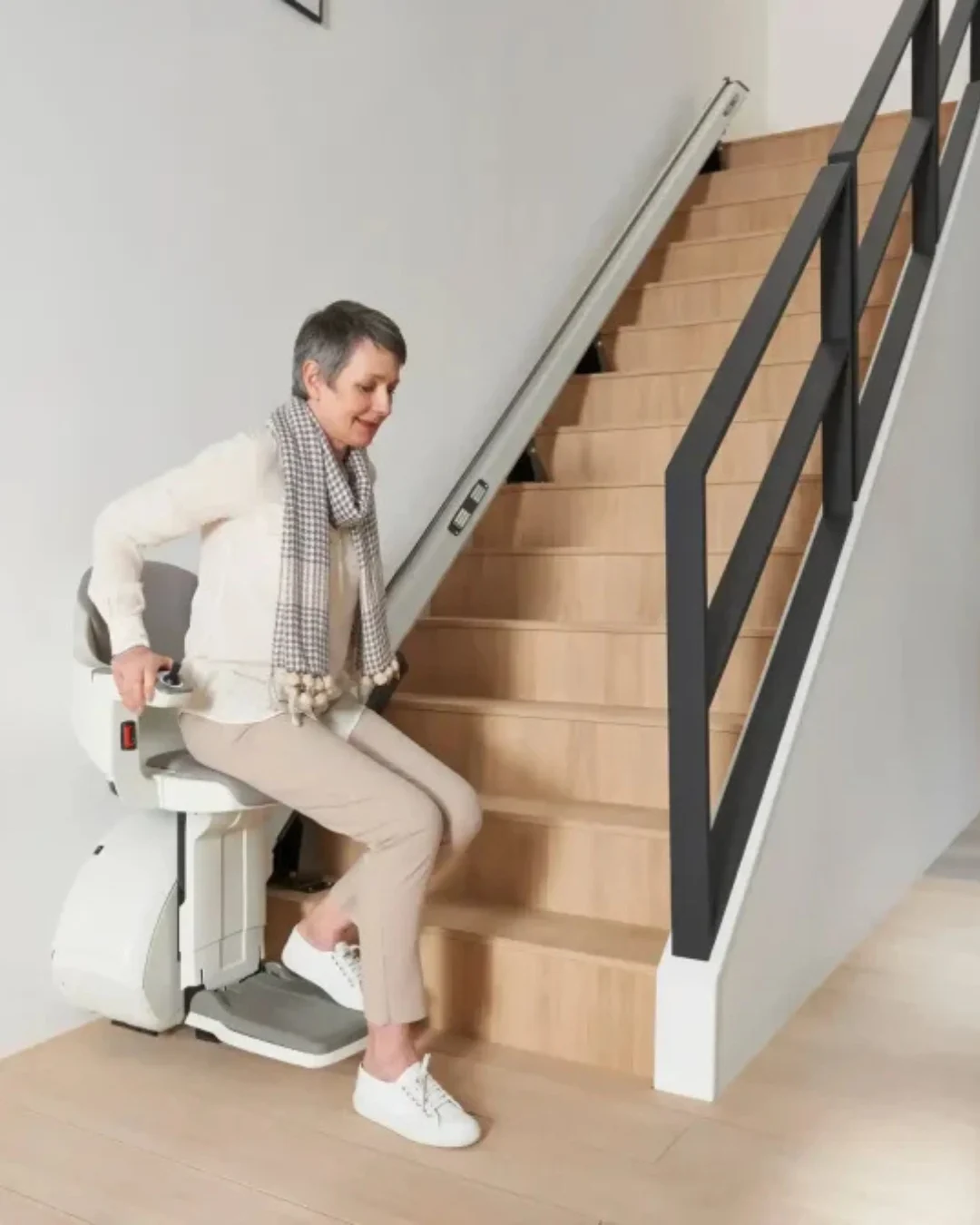 Stairlift seat positioned for access