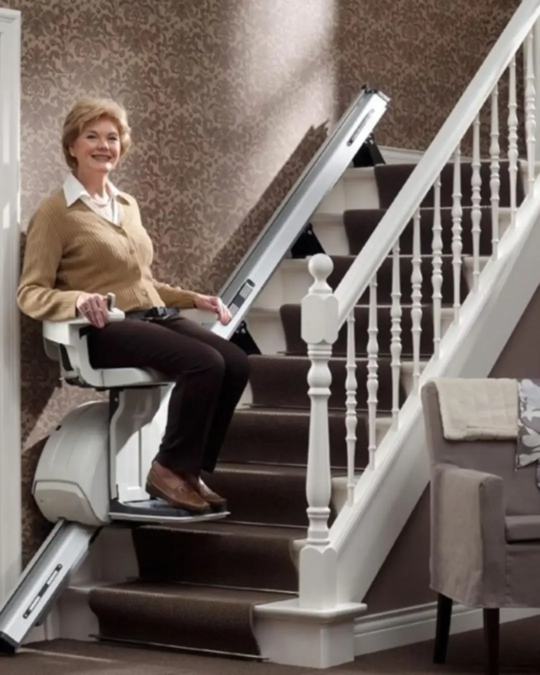 Stairlift user seated comfortably
